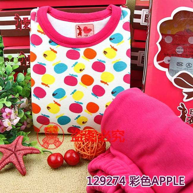 Free deliver wholesale 2012 gold velvet child thermal underwear set plus velvet thickening ploughboys sleep set