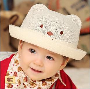 Free delivery 0 - 2 2013 bear style hat sun-shading child hat strawhat