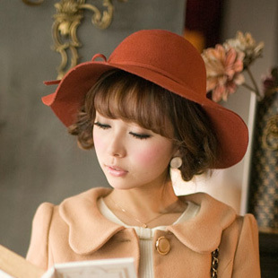 Free delivery Fashion bow vintage woolen bucket hats hat vivi