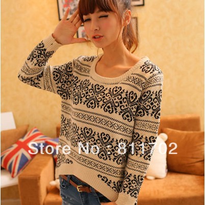 Free delivery lady loose to restore ancient ways snowflakes pullovers