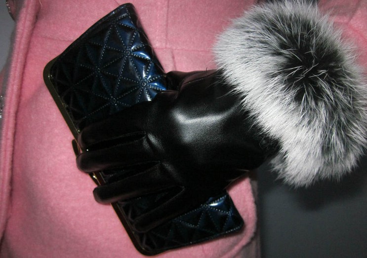 Free delivery / Madam rabbit export gloves / imitation leather gloves / hot sale
