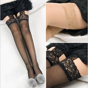 Free delivery sexy blue-trimmed garter wide bud silk stockings not segregated black silk stockings