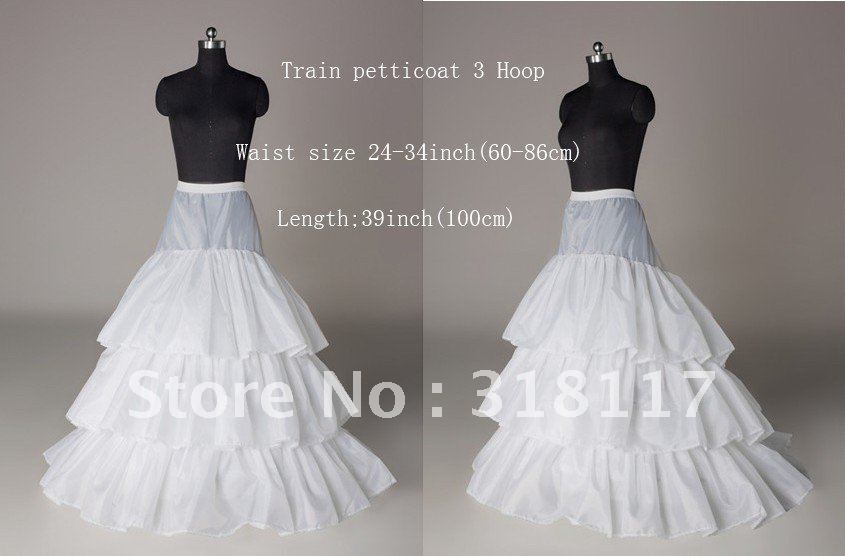 Free Delivery Wedding Gown Train Petticoat Crinoline Underskirt and 3-Hoop 3-Layer Petticoat