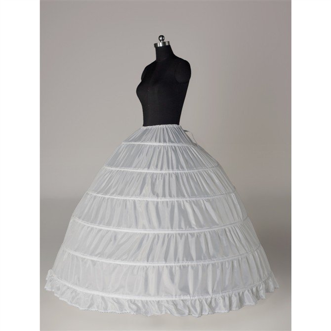 Free Delivery  White 6-HOOP wedding gown crinoline petticoat skirt slip