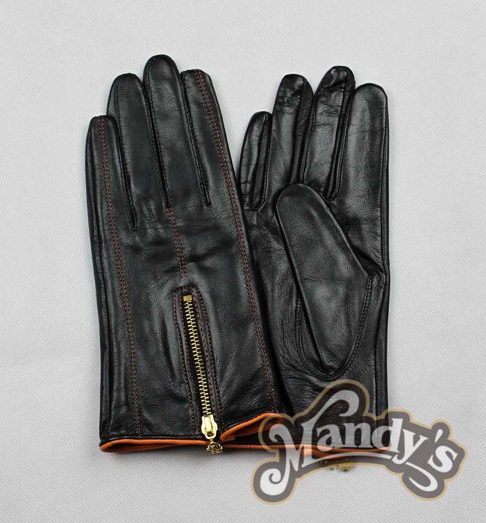 Free delivery Women's leather gloves elegant metal zipper women's genuine leather sheepskin gloves winter thermal