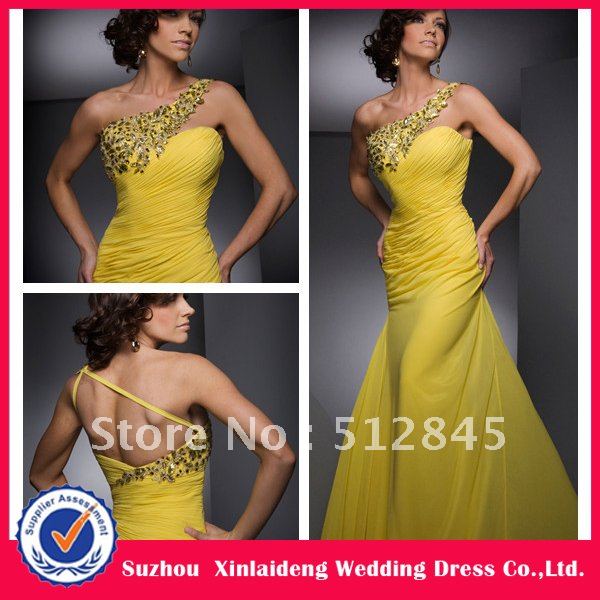 [ Free DHL ] YD-12061144 Stunning Low Back Yellow Dresses for Weddings