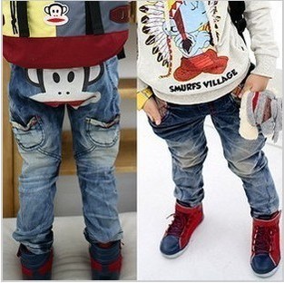 Free drop shipping 2013 spring and autumn winter new fashion wild girls in children's leisure jeans boys trousers B001