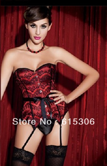 Free drop shipping  Lingeie , Bustiers ,Size: S, M , L , XL ,XLL, Sexy Mix RED Strapless Overbust Bust