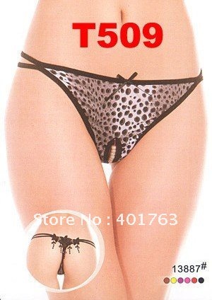 Free drop women's sexy underwear lace Thong G-string leopard color Briefs underwear women's panties mix order (101 model) T509