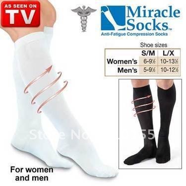 Free EMS 100pairs Miracle Socks Anti Fatigue Compression Socks As Seen On TV useful high quality Miracle Socks for women &men