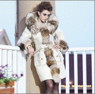 Free EMS DHL Shipping Super Luxury Large Real Fur Collar Women's Long Down Jacket Outware Warm Winter Coat Clothes YD1888