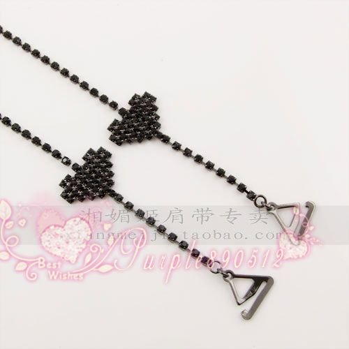 Free Fast Shipping Factory Outlet Price wholesale New 24pairs Crystal Heart Adjustable Bra Straps Metal Black#14