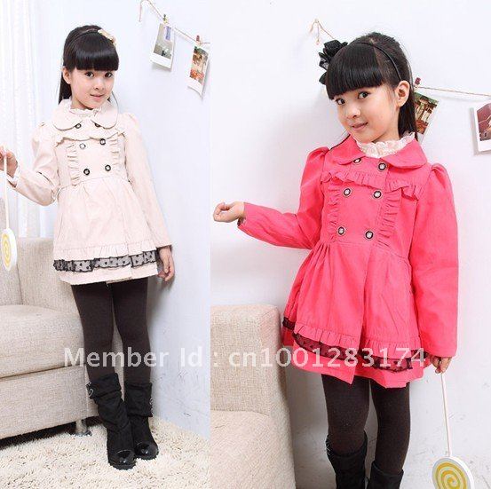 free gift!! free shipping 4pcs/lot Autumn 2012 the new Children's trench coat girls Outerwear