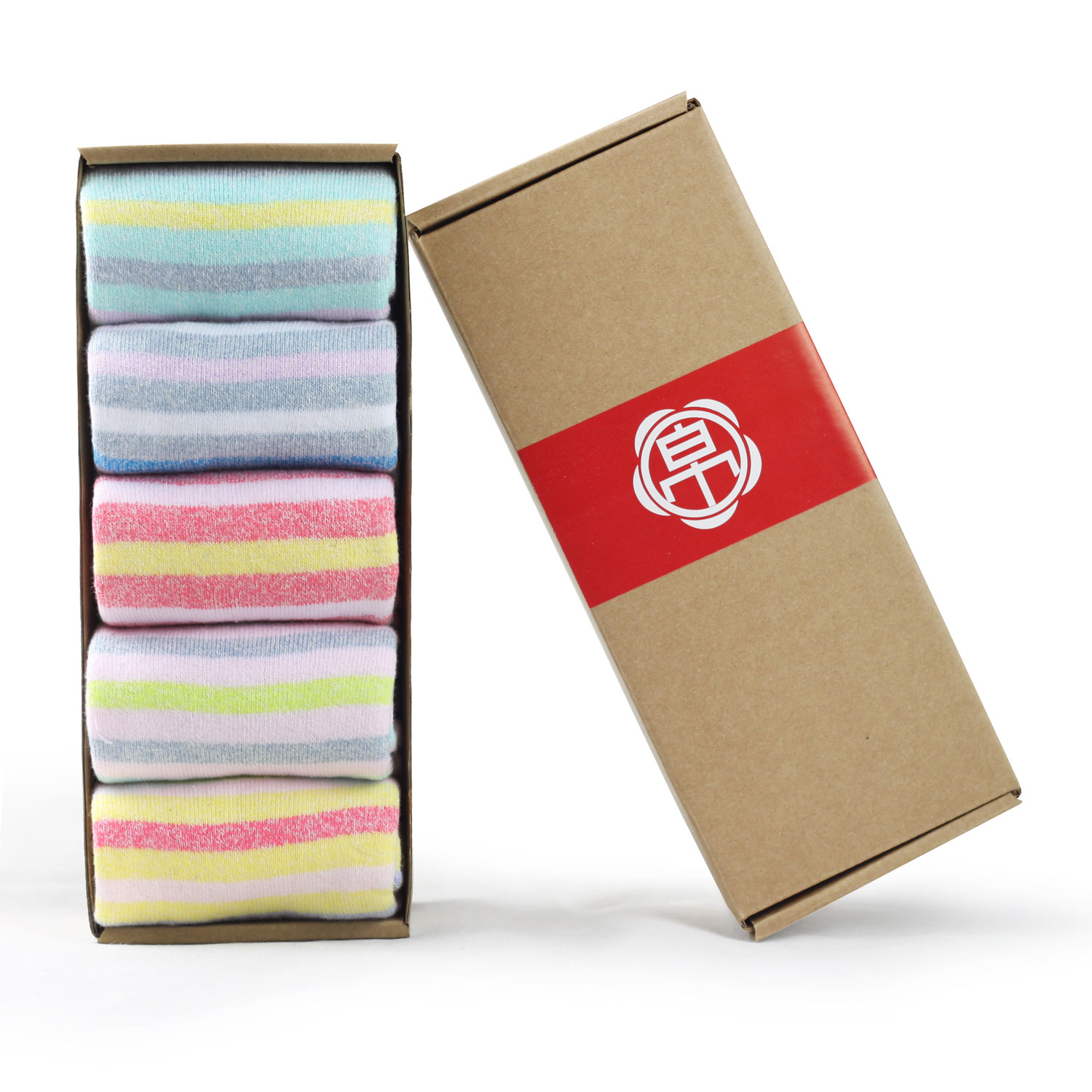 Free lots 1set/5pairs  female stripe loop pile gift box gift  winter thickening  towel fashion new lady's socks