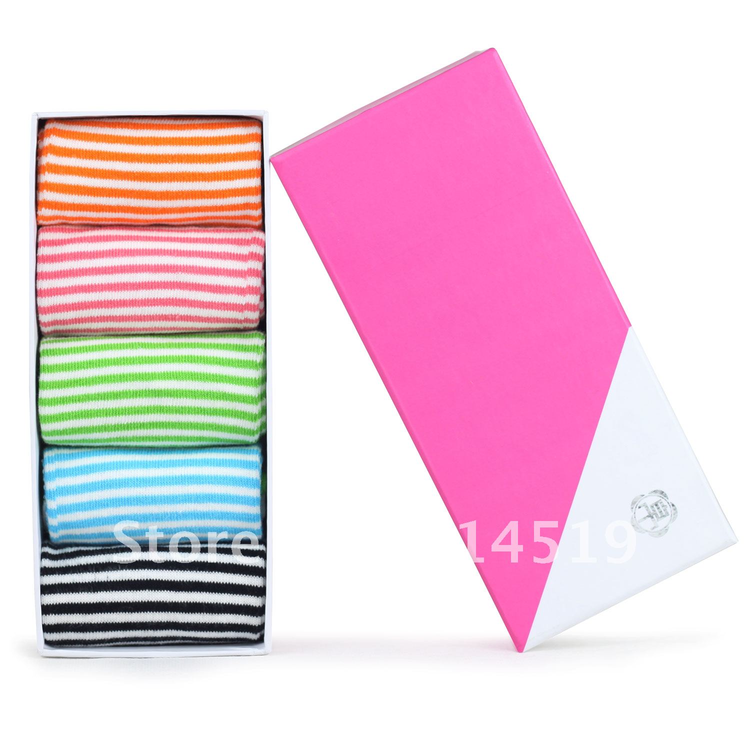 Free lots new 1sets/5pairs  female stripe multicolour fashion cotton lady's gift socks hot