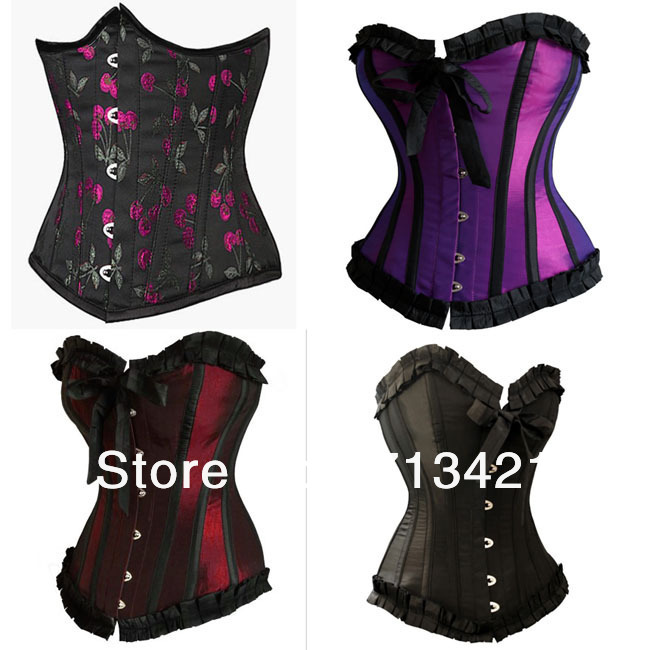 Free P&P,Sexy Shaper for women, Women Corset+G string Sets,Lace Up Bodysuit ,Overbust Bustier Plus Size XXL Printing Corsets