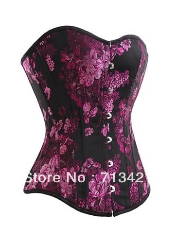 Free P&P Sexy Women Corset+G String Set.Moulin Rouge Corset,Push Up Corset.Bandeau Tops Bustier,Printing Satin Bodysuit