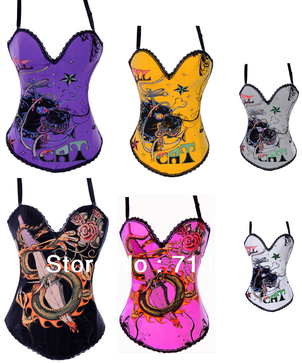Free P&P sexy women Halter corsets Sets,Push Up Animals Printing Corsets,Lace Up Bodysuit,Sexy Shaper for women Plus Size  XXL