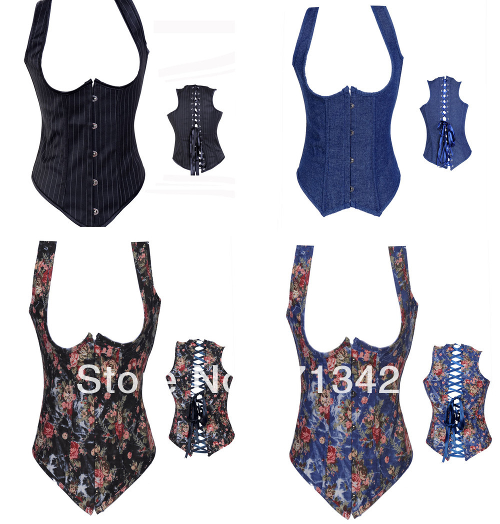 Free P&P Women Corsets+G String Sets,Satin Bodysuit,Strap Shaper for women,Printing Corset,Underbust Steel Boned Bustier XXL