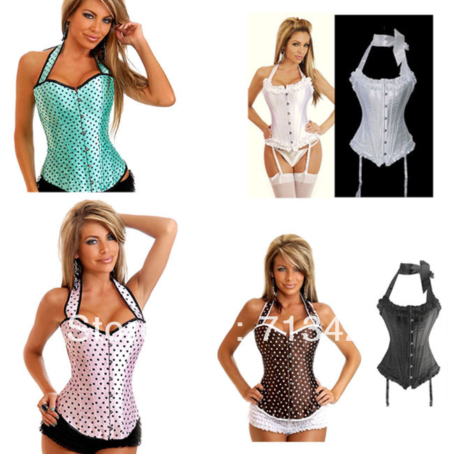 Free P&P Women Corsets,Wholesale Corset+G String Set,Sexy Shaper for women,Push Up Boned Bustier Halter Bodysuit XXL