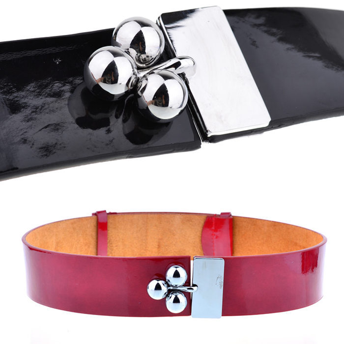 Free postage Ball hasp japanned leather wide belt women's belt decoration fashion all-match genuine leather wide strap