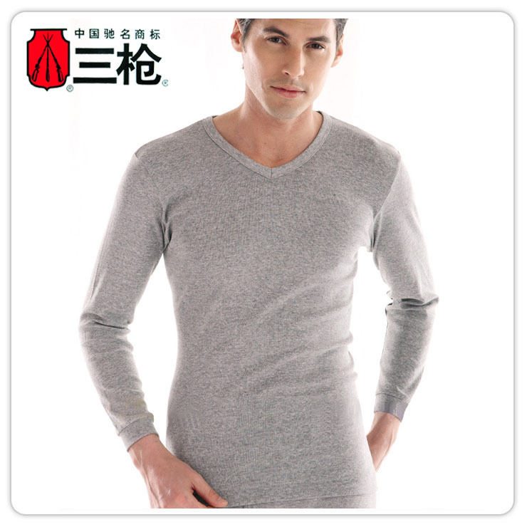 Free postage S bsa 100% cotton fit V-neck long-sleeve male basic shirt underwear top 21829 a 0