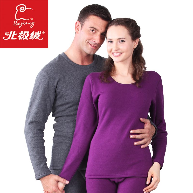 Free postage Wool bamboo gold velvet male women's autumn and winter thermal underwear set