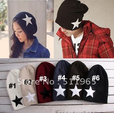 Free Sample Pay the Shipping Only Skull Beanies Hats Caps With Big Stars For Adults Women Man 1 Lot 3PCS