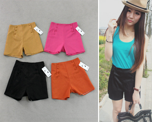Free services 2012 fashion high waist shorts candy color vintage bright color suit shorts plus size