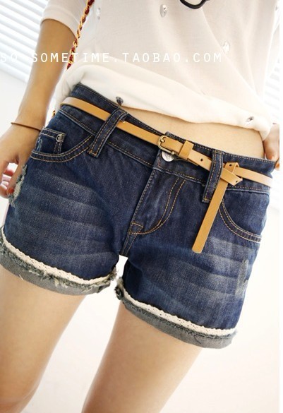 Free services 2012 hot-selling all-match lace water wash denim shorts t54