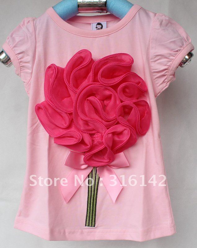 free sgipping 2012 new summer b2w2 girls short sleeve t-shirt baby t-shirt children t-shirt 1lot/5pcs 8920 pink