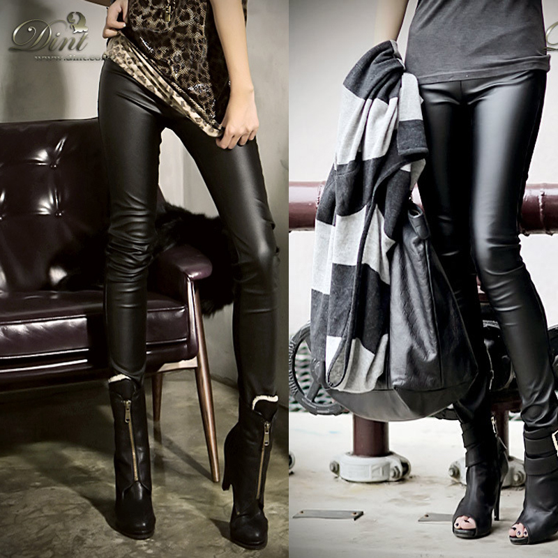 Free shigging!Thicken ladies Women's Sexy Wet Look Shiny Faux Leather Leggings thicker brushed stretch Leggings warm pants