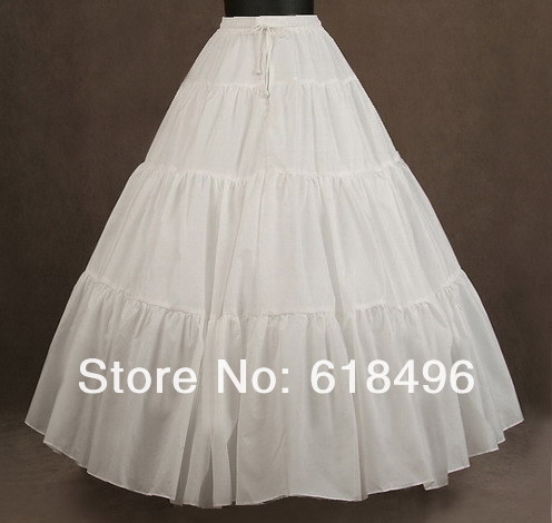 Free Ship 100% Polyester Full Gown Ball Gown 3 Tier Floor-length Slip Style Wedding Petticoats Adjustable Waist