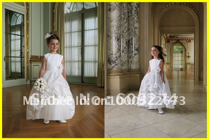 Free Ship 2012 Custom Off The Shoulder Lace Flower Ball Gown Princess Cute Flower Girl Dress Little Girl Dresses