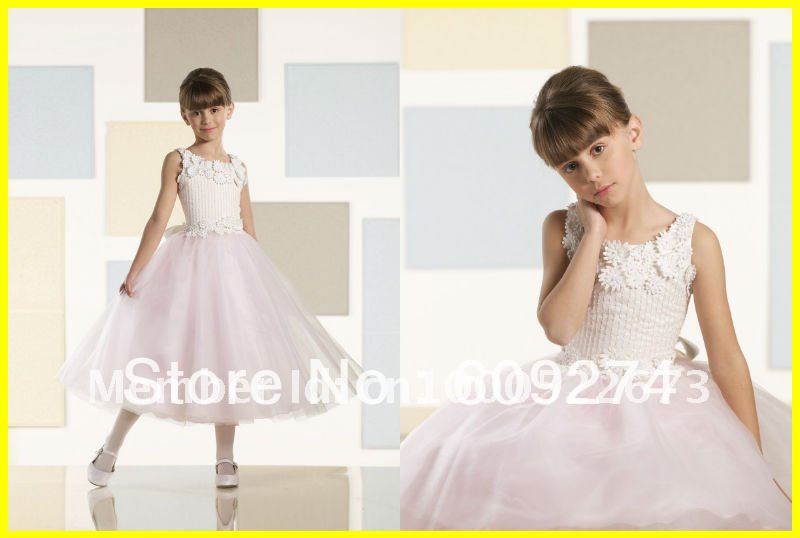 Free Ship 2012 New Style Off The Shoulder Lovely Organza Applique A line Princess Flower Girl Gowns Kid's Dresses