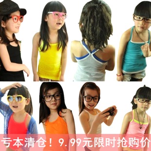 free ship 2012 summer girls clothing candy chromophous 100% baby cotton spaghetti strap top child vest t-shirt