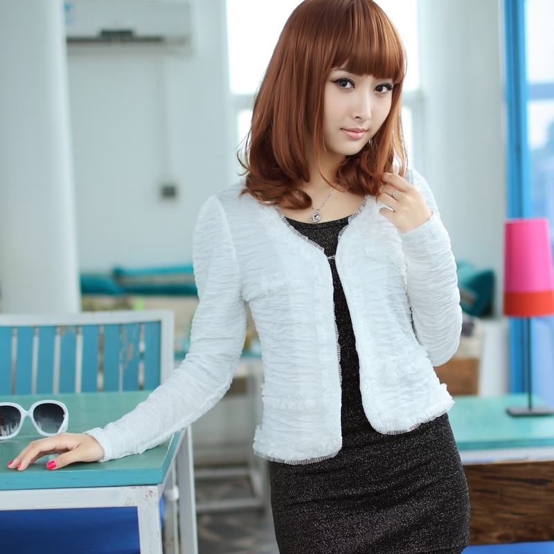 free ship 2013 autumn and winter female outfit OL slim solid color puff sleeve blazer coat new arrived