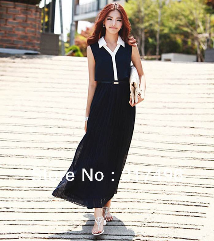 Free ship 2013 new spring and summer new sweet lady socialite Tank Dress  bohemian long pleated dress