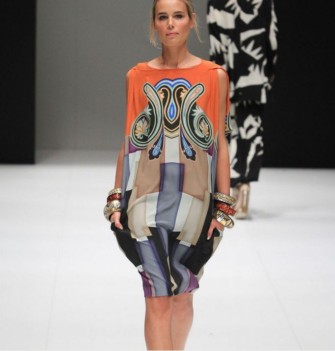 free ship! 2013 Spring summer natural fashion printing cashew flower loose feminine silk dress, women's dresses