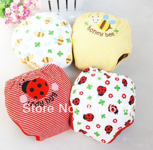Free Ship 20Pc/Lot Spring Thickening Baby Training Pants Owl Lady Bug Diapers Infant Learning pants underwear For 0-3T (NO:0143)