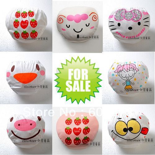 Free Ship 60P/Lot Cotton Cute Kitty Heart Baby Training Pants Infant Learning Pant Boys Bread Pants Briefs For 0-6T (NO:0096)