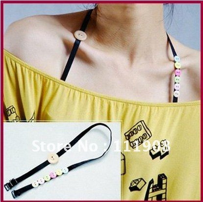 Free Ship,adjustable DIY sexy bra strap,extendable shoulder strap 7pcs mix-color buttons,women shoulder belt,lady bra accessory