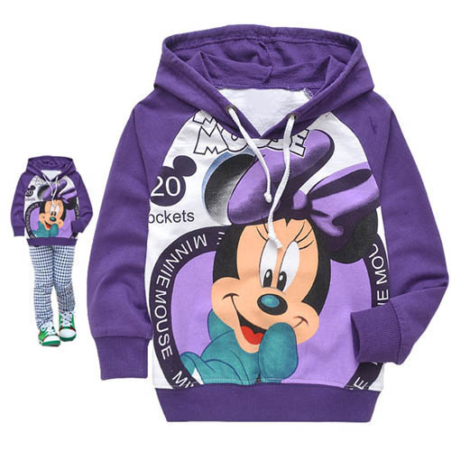 Free ship children/baby/kid  clothing girls clothing 100% cotton MINNIE with a hood outerwear sweatshirt coat