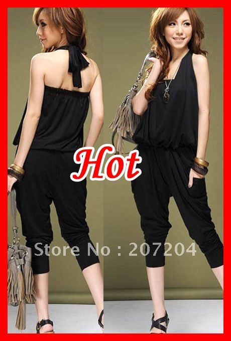 Free ship Fashion neck strap Ladies' good quality blend Harem pants Jumpsuits Rompers Leggings Pants  Wholesale