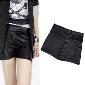 Free Ship Fitted  Women's High-waist PU Leather Hot Short Pants