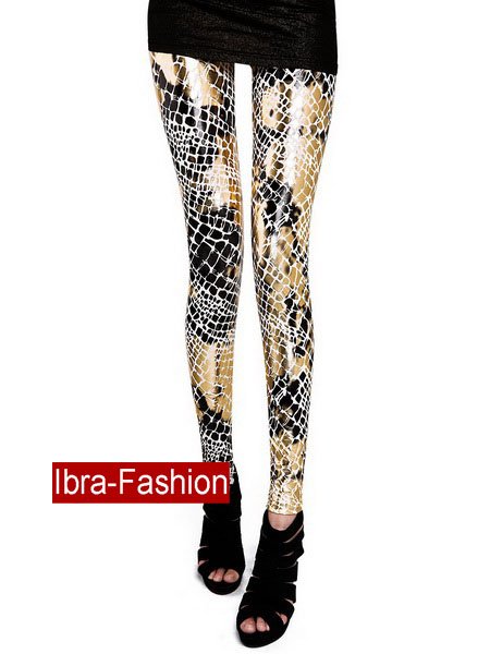 Free Ship Popular 3 color Snake printed Leggings tights/pantyhose Faux leather Woman's fashion tight ladies' leggings dropship
