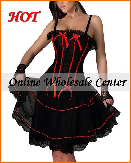 Free ship Sexy black women lingeries Overbust burlesque ladies' corset dress costume Corsets push up S-XL