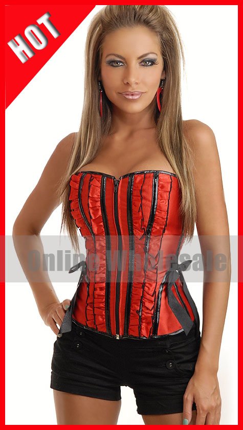 [Free ship] Sexy Red lace zipper Corset Sexy Lingerie push up Boby corsets bustier wholesale retail