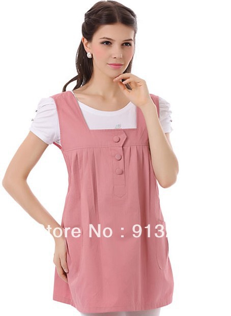 Free ship Silver fiber pink / dark purple / dark blue radiation-resistant maternity clothing dresses for pregnant women