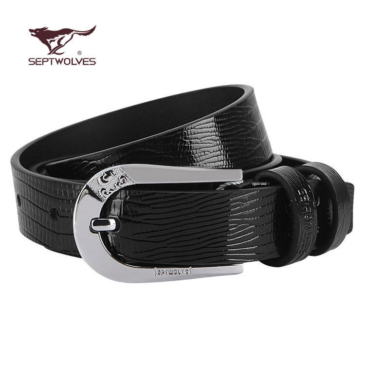 free ship super discount SEPTWOLVES women's strap genuine leather female japanned leather pin buckle fashion belt ha1209400